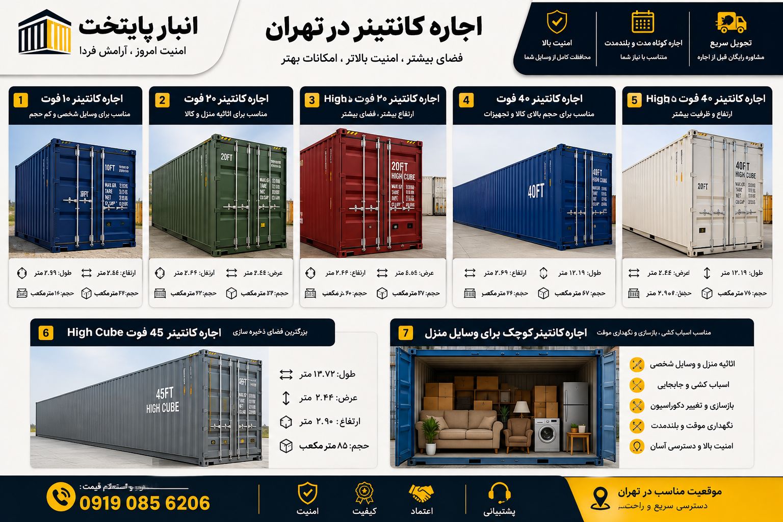جاره کانتینر کوچک برای وسایل منزل در تهران – انبار پایتخت